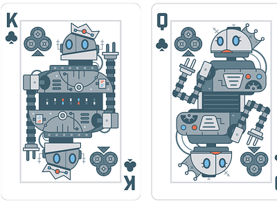 Robot Playing Cards bicycle cards deck design illustration playing poker robots vector