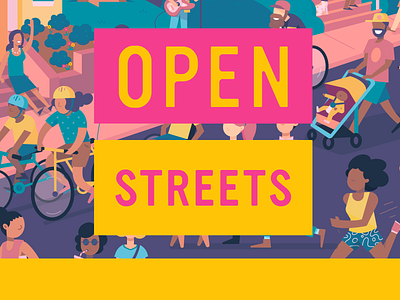 Open Streets Ad advertisement animated animation bicycle bike branding color design illustration motion motion graphics motiongraphic pedestrian pittsburgh vector