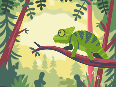 2. Bzz...Gulp! animation chameleon color creature fly forest hawaii illustration moment tropical vector