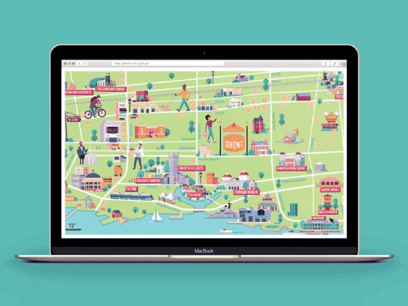 Movin' Ghent business cartography character digital fun ghent icon illustration map norfolk virginia