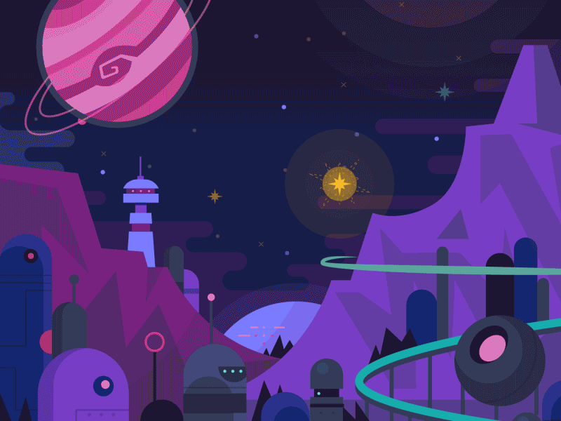 Vectober Day 8 - Star animation city color illustration inktober motiongraphic planet rocket space spaceship star vectober vector