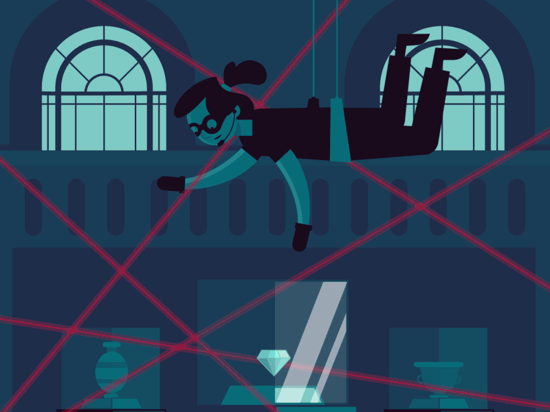 Vectober Day 13 - Guarded animation diamond dougfuchs guarded heist inktober mission motion graphic museum pointstudio spy vectober
