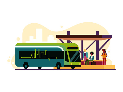 Ride the Pulse bus city design editorial illustration magazine pulse richmond transportation travel vector