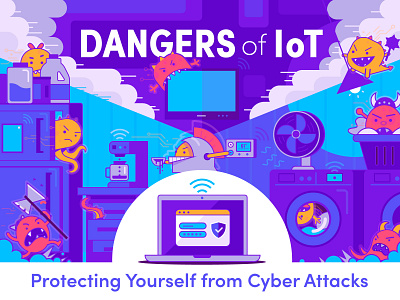 Cyber Attack attack connected cyber design digital icon illustration infographic internet iot security technology thepointstudio vector wifi