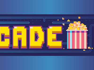 Cinecade 80s arcade arcade game cinema color game illustration nostalgic pixel popcorn vector