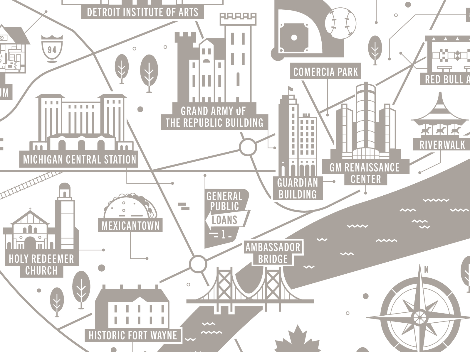 Motor City Map by The Point Studio on Dribbble