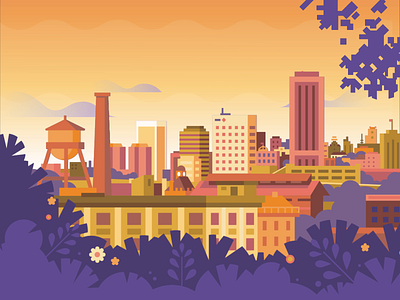Richmond View animation city color flat illustration motiongraphic richmond sunset vector virginia