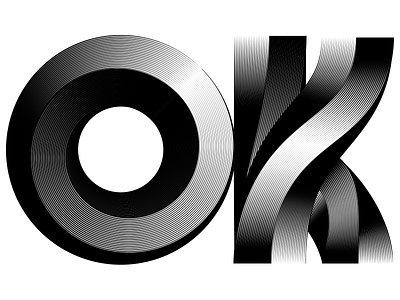 OK - lettering 36days 36daysoftype calligraphy custom type illustration lettering modular opart optical art sergi delgado twist twisted typography