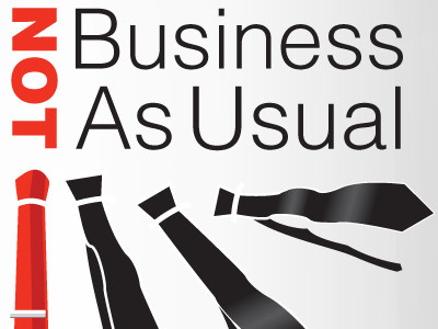Not Business As Usual event theme illustrator logo ties