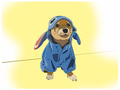 I saw a pup dressed as Stitch, had to illustrate it. animals illustration