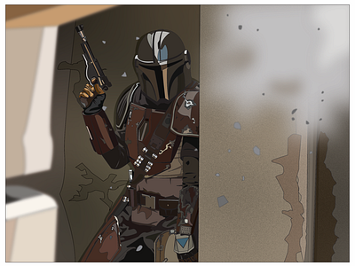 Stroked version of my Mandalorian illustration. digital drawing illustration star wars