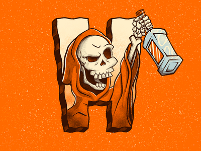 Hasta la muerte 36 days of type cartoon grim illustration lettering toast