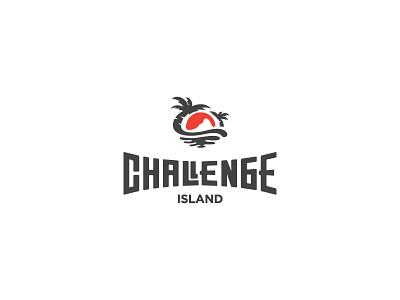 Challenge island land lettering logo mountain palms program sun typography youth