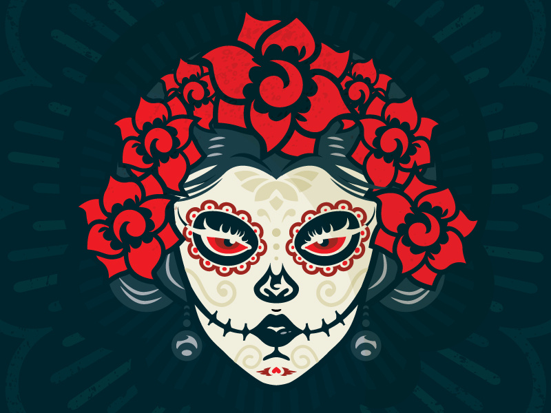 Day o' Dead rays ornate skull eye flower mexican mexico skeleton dead catrina