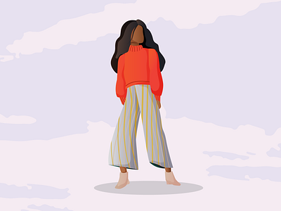 Girl in Clouds Illustration