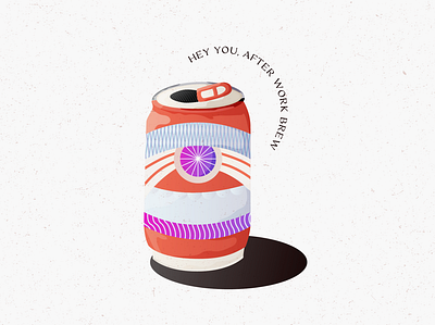After Work Brew beer can bold color drawing fun illustration type