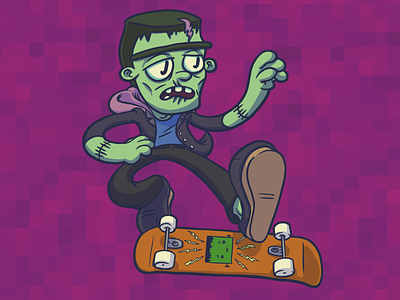 Frankenstein doing a heelflip! frankenstein heelflip illustration skateboard wheelsthatlooklikemarshmallows