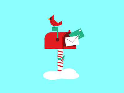 You've Got Mail bird cardinal christmas cute holly illustration mail mailbox snow