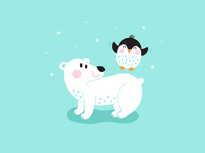 BFFs christmas cute illustration penguin polar bear snow snowflakes