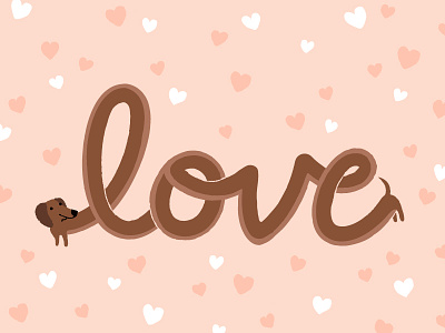 Dachshund Love cute dachshund dog dogs hand drawn hearts illustration love script typography weenie