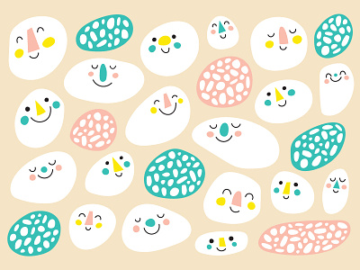 Happy Faces cute faces geometric happy illustration pastel pattern rocks shapes stones