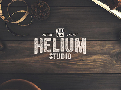 Helium Studio Logo Design artist market craftsman grunge hand crafted logo design vintage
