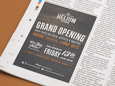 Helium Studio | Newspaper Advertisement ad advertisement announcement grand opening launch newspaper print