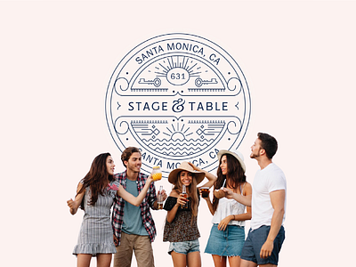Stage and Table Logo Design badge branding line art logo logo design