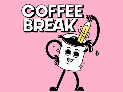 Coffee break branding cartoon character design coffee design graphic design hand lettering illustration lettering lettering artist logo typography