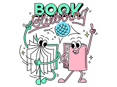 Book Clubbing bookclub books cartoon character character design design digital art graphic design illustration lettering procreate vector