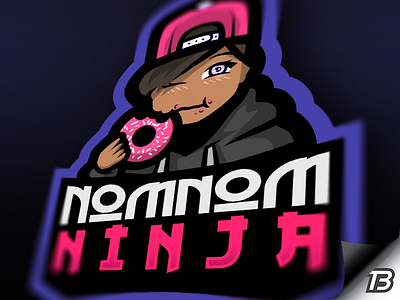 NomNomNINJA donut girl hat illustration logo mascot ninja snapback