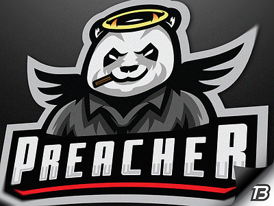 Preacher blessed gaming god illustration logo mascot panda preacher wings