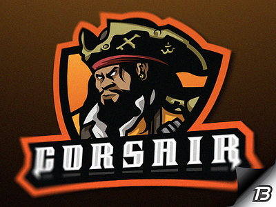 Pirate corsair gaming illustration logo man mascot pirate