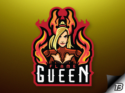 Flame Queen fire flame gaming illustration logo mascot queen