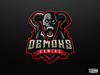Demons Gaming branding dark demon horns illuatration logo mascot mascot logo skull