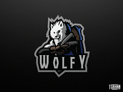 Wolfy esports gaming gun illustration knife logo mascot pistol white wolf