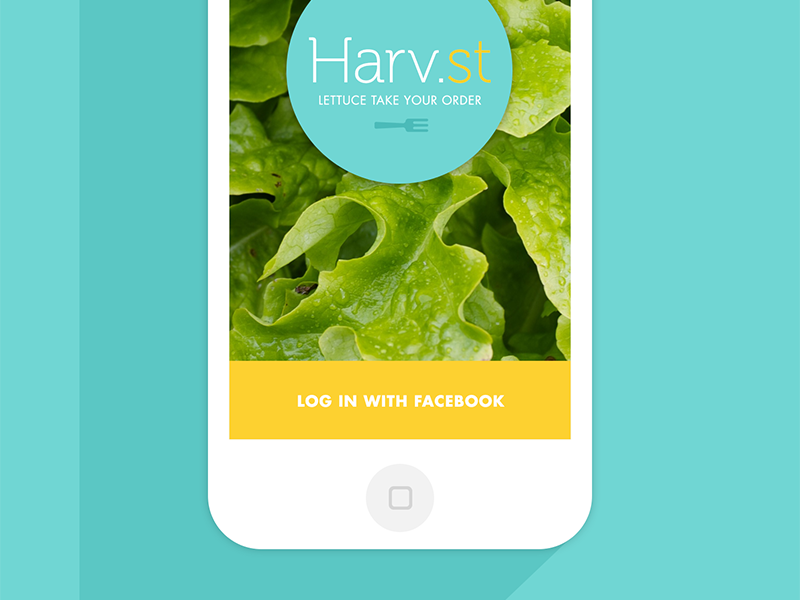 Harv.st login flat long shadow thin type button login lettuce mobile ui app ui iphone clean