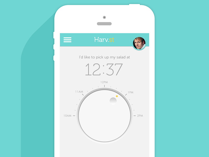 Harv.st scheduling flat long shadow thin type circular headshot mobile ui trendy app ui iphone clean