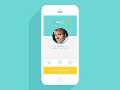 Harv.st logged in state app circular headshot clean flat iphone long shadow mobile ui outlined icons thin type trendy ui