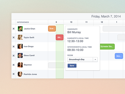 Scheduler date picker drag and drop grid table tooltip