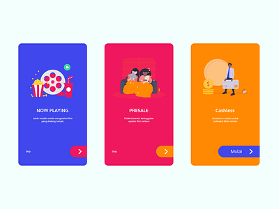 Movie OnBoarding Colorfull apps colorful mobile movie onboarding simple