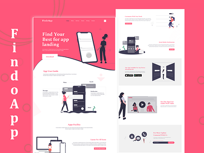 FindoApp App User-Guide landing page app art branding character clean color design flat graphic design illustration minimal typography ui ux web website