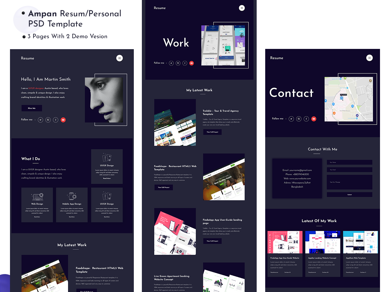 Ampan Resume/Personal PSD Template by Design Crowd on Dribbble