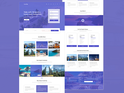 TravelTrip Travel Lading Page branding branding design character clean design designs minimal photoshop travel typography ui uidesign ux web web design website