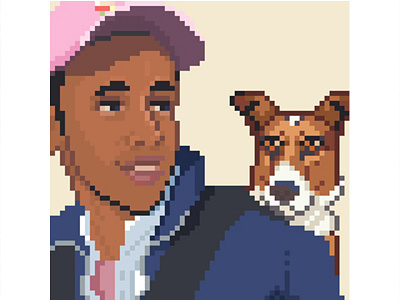 Jarrell and Harlem dog pink pixel portrait