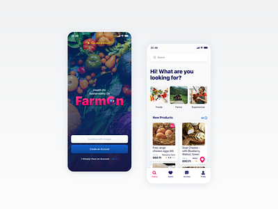FarmOn Brand Identity and mobile UI/UX Design app application brand farm food local producer market mobile organic food punk rebel ui ux