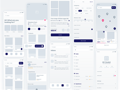 High-fidelity Wireframe app design filter high fidelity inbox minimal notification prototype search ux wireframe