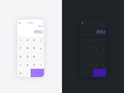 Calculator Concept app calculator dailyui dark app dark ui darkmode design interface lightmode mobile app mobile app design mobile design mobile ui purple ui uidesign uiux ux design uxdesign