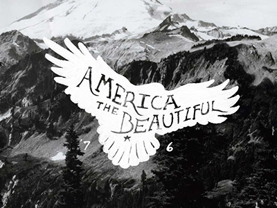 America The Beautiful hand lettering illustration logo nature