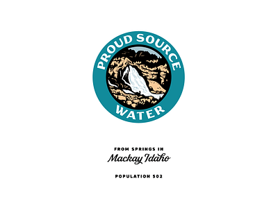 Proud Source Water badge branding idaho illustraion logo nature packaging water waterfall